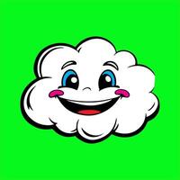 a cartoon cloud with a smile on a green background vector