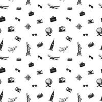 Seamless doodle pattern. Travel doodle pattern vector