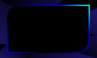 Modern neon blue rounded frame on dark abstract gradient background for presentation vector