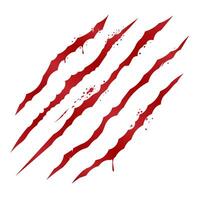Aggressive red claw scratch illustration on isolated white background vector