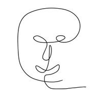 Continuous line drawing art. Abstract face line art hand drawn for illustration and art vector