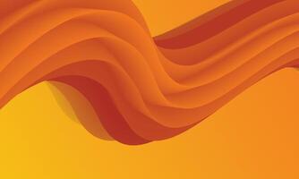 Abstract wavy yellow orange 3d shape background. vector