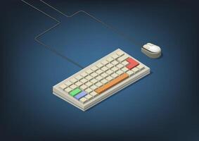 Vintage keyboard and mouse vector