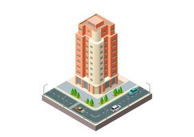 Isometric modern building with highway for game element or map vector
