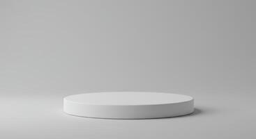 White cylindrical pedestal on surface. Minimalistic and luxurious, perfect for showcasing products or creating a modern and elegant visual display photo