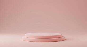 Pink cylindrical pedestal on surface. Minimalistic and luxurious, perfect for showcasing products or creating a modern and elegant visual display. photo