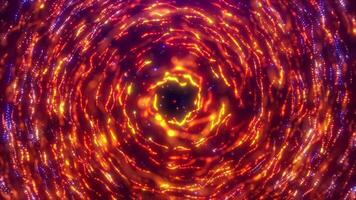 Abstract blue and orange magic particle background, particles glow and move with wave energy, beautiful dot nebula, magic dust, seamless loop, 4K video
