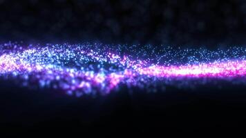 Abstract glowing digital cyberwave made of bright glitter particles, moving on dark background, futuristic and technological, 3D, 4K, seamless loop. video
