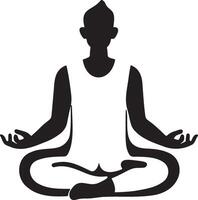 Meditation pose silhouette yoga. vector