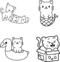Cute cartoon cat characters collection. vector