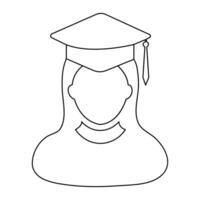 Continuous graduation cap single line art drawing continuous isolated on white style vector