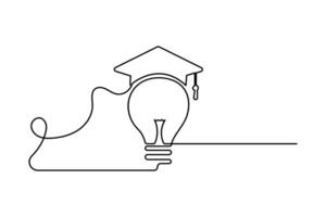 Simple illustration of graduation cap continuous single line art vector