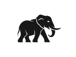 An elephant is shown in a simple black and white logo vector