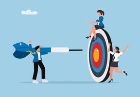 business people aiming at a target with a dart vector