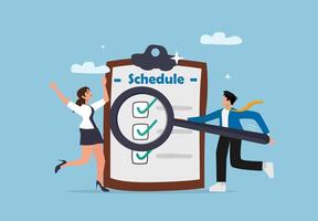 Detailed Business Professionals Analyzing Project Schedule vector