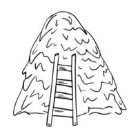 Illustration of a haystack on a farm. Hand-drawn haystack, livestock feed. illustration for a children coloring book, methodological material, visual aids on agriculture. vector