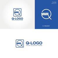 Letter Q with health pulse or frequency concepts logo design vector