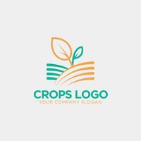 Minimalist Agriculture business logo design with crop field and green leaf combination vector