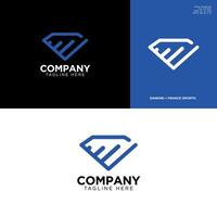 Diamond shape line art iconic minimalist logo design in blue color for your branding business vector