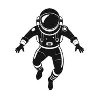 Black Silhouette of an Astronaut Floating in Weightlessness in Outer Space vector