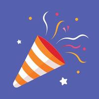 Joyful Party Popper Tilted at an Angle with Confetti Explosion for Celebration vector
