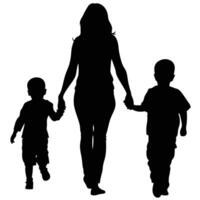 Black Silhouette of a Woman Walking Forward Holding an Object with Grace vector