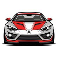Sleek and Aggressive Front View of a High-Performance Racing Sports Car vector