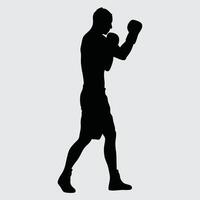 Bold Black and White Silhouette of a Sports Player in Dynamic Action Pose with High Energy vector