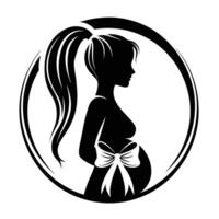 Elegant silhouette of a pregnant woman in minimalist line art, perfect for maternity designs, digital art projects, and modern family illustrations vector