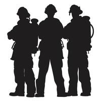 Firefighters in Action Depicted in a Powerful Two-Color Silhouette with Bold Contrast vector