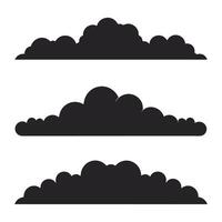 Clean Silhouette Collection of Black Clouds in Three Neat Rows on White vector