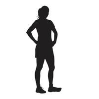 High-Energy Silhouette Illustration of a Player in Action with Bold Contrast and Movement vector