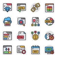 Set of Search Engine Optimization Flat Icons vector