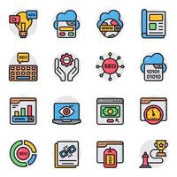Set of Seo and Analytics Flat Icons vector