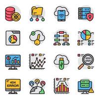 Set of Data and Science Flat Icons vector