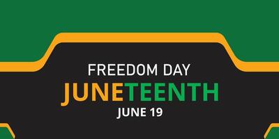 Bold graphic design celebrating Juneteenth Freedom Day with vibrant text and colors on a dark-gray background vector