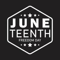 Bold sans-serif graphic design displaying Juneteenth Freedom Day in white text on a dark background vector