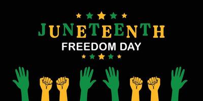 A powerful image of raised hands celebrating Juneteenth Freedom Day and honoring Black freedom and equality vector