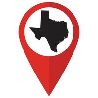 Texas state map. Map of Texas state on map pinpoint in red color vector