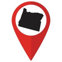 Oregon state map. Map of Oregon state on map pinpoint in red color vector