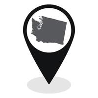 Washington state map. Map of Washington state on map pinpoint in black color vector