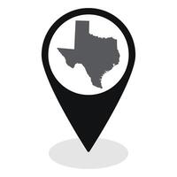 Texas state map. Map of Texas state on map pinpoint in black color vector
