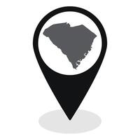 South Carolina state map. Map of South Carolina state on map pinpoint in black color vector