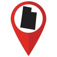 Utah state map. Map of Utah state on map pinpoint in red color vector