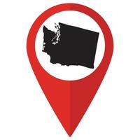Washington state map. Map of Washington state on map pinpoint in red color vector