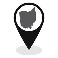 Ohio state map. Map of Ohio state on map pinpoint in black color vector