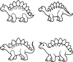Stegosaurus dinosaur outline collection cute cartoon style for coloring and educational resources vector