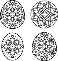 Intricate easter egg designs black and white floral patterns for coloring pages vector