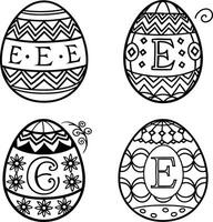 Set of decorated easter eggs outlines for coloring page activity vector