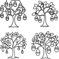 Easter egg tree outlines collection for coloring pages and decoration projects vector